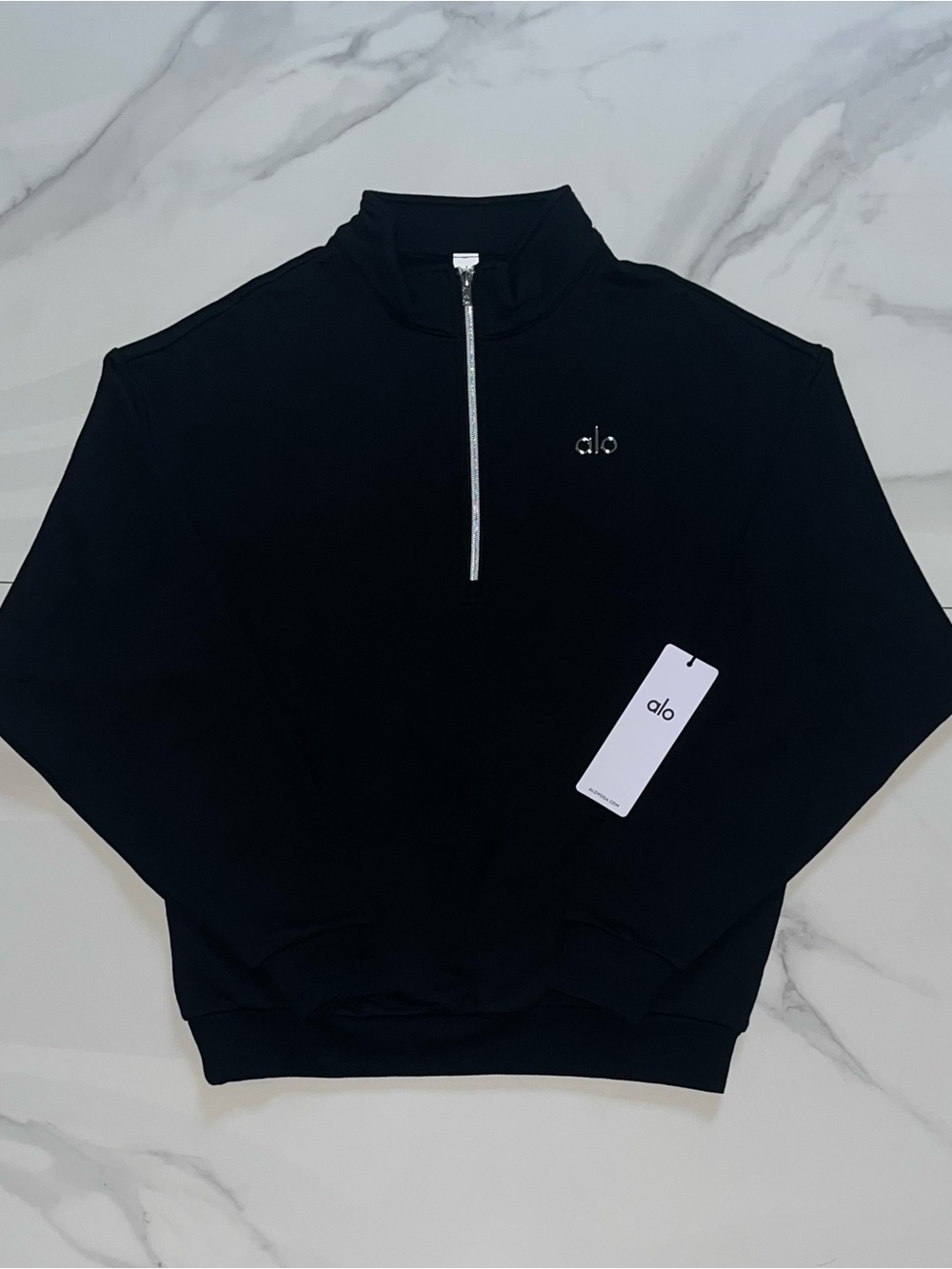 Alo Yoga Accolade 1/4 Zip Pullover Sweatshirt Black Size XS